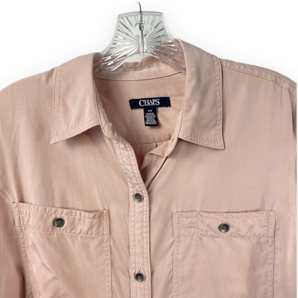 CHAPS Women's Size XL Tencel Long Sleeve Pink Button Front Shirt - NWT - Picture 5 of 8